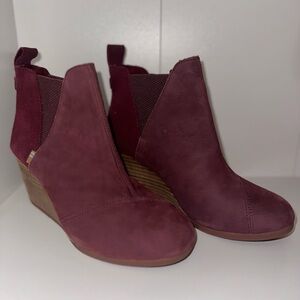 Toms Burgundy Kelsey Wedge Bootie